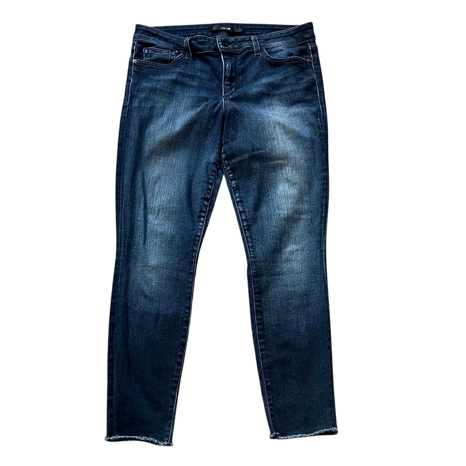 Joeâs Jeans The Skinny Dark Wash Frayed Hem Stretch Premium Denim Mid Rise - 32